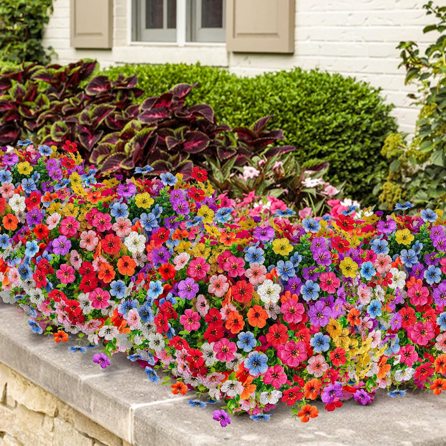 72 Bundles UV Resistant Fake Flowers for Home, Garden & Holiday Decor
