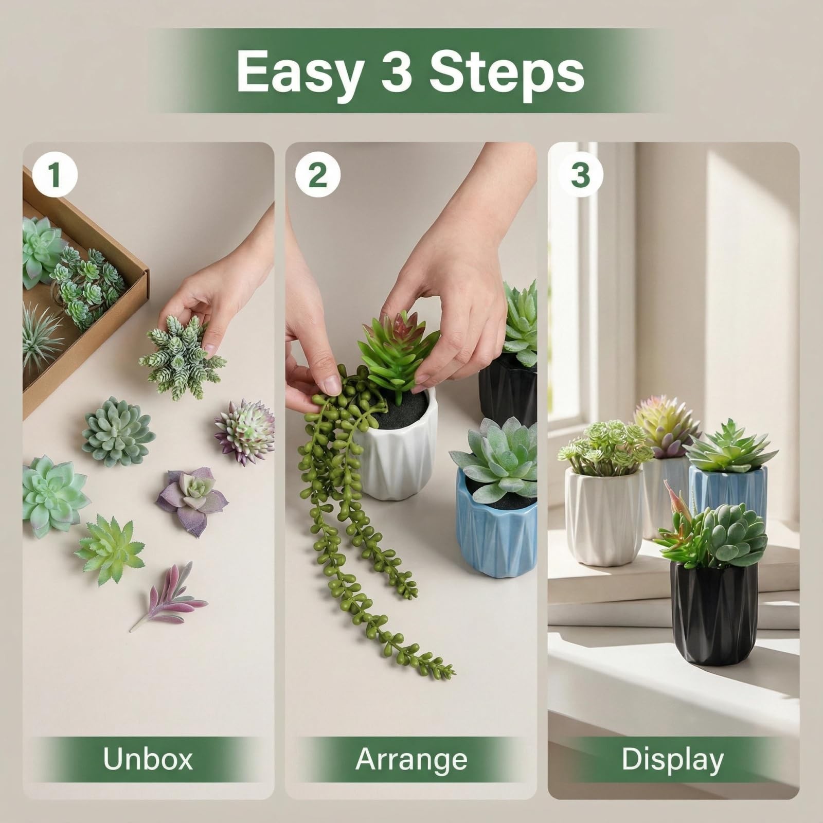 16 PCS Artificial Succulent Plants Unpotted Faux DIY Craft Floral Garden Decor