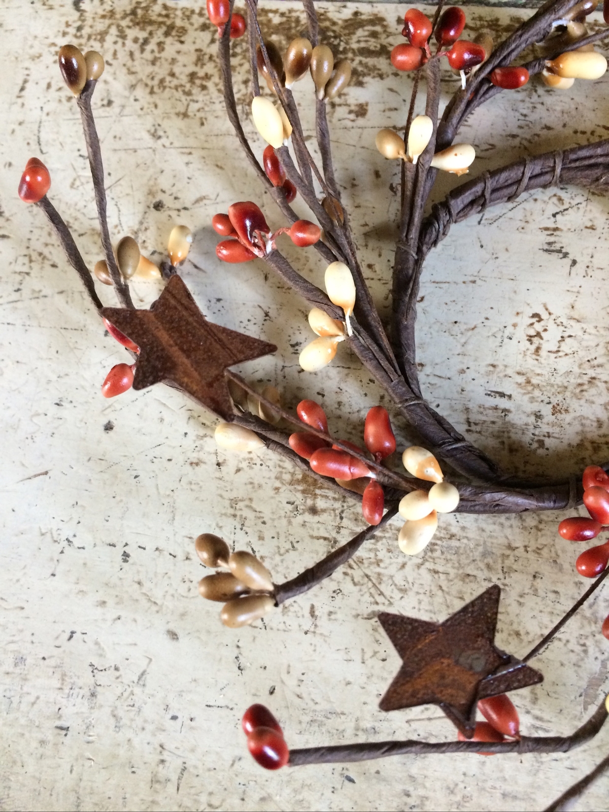 2″ Pip Berry Candle Ring Mini Wreath Pumpkin Spice Mix Rusty Star Pips Wedding