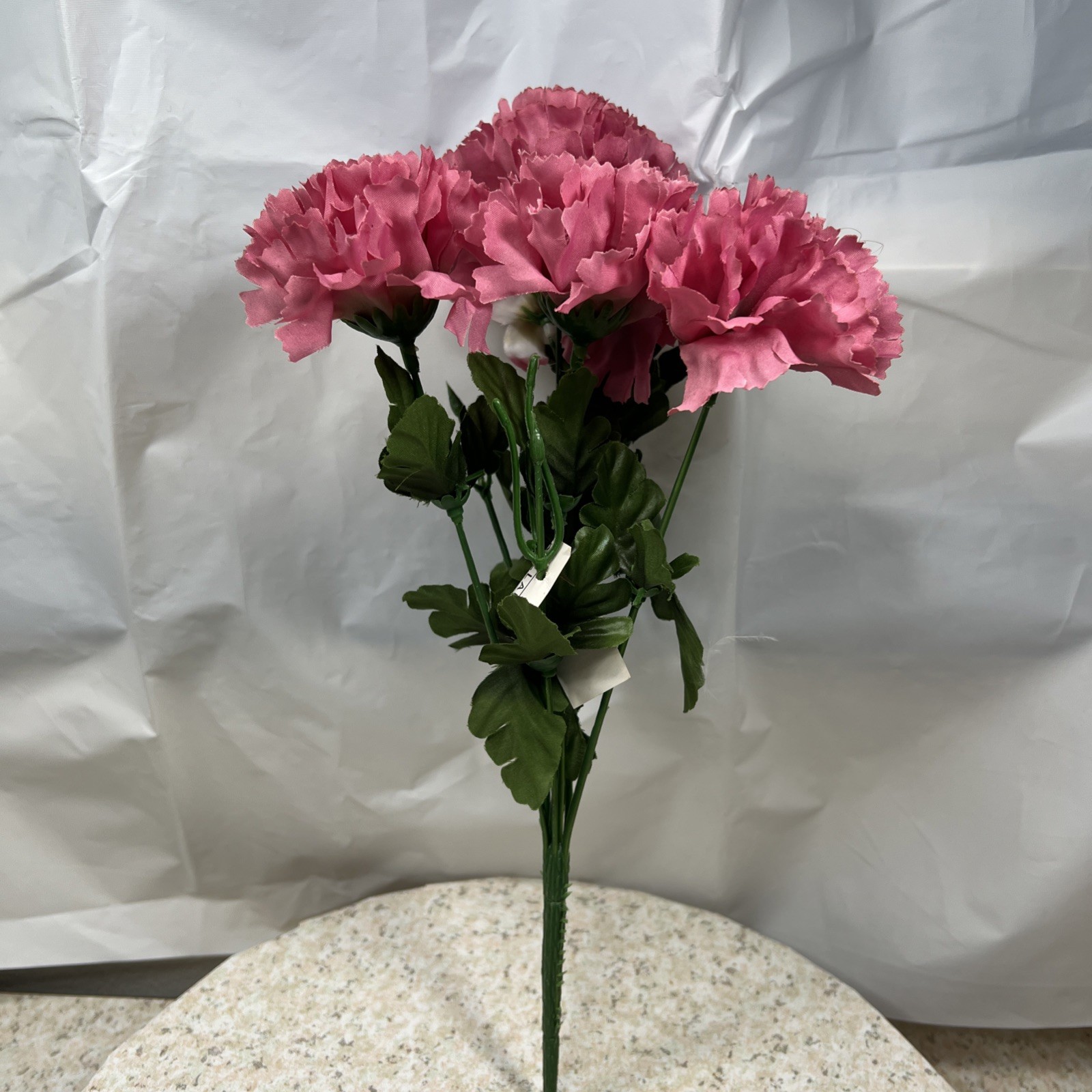 9 Vtg Bouquets Faux Flowers Mauve Pink Burgundy Roses Daisies Carnations NOS