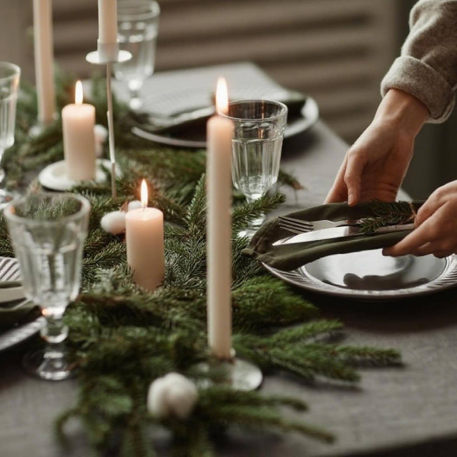 Realistic Christmas Pine Stems with Berries