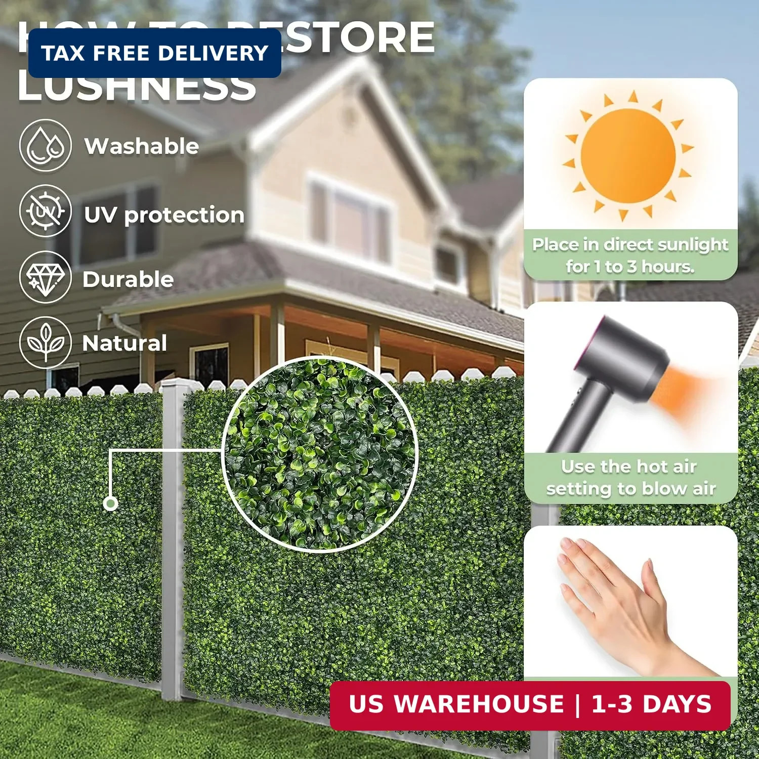 Artificial 72×144 in (72 Sqft) Boxwood Grass Wall Backdrop Roll | UV-Anti Faux G