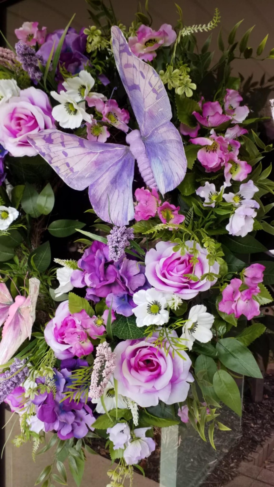 Door Wreath Spring Summer Floral Arrangement Butterfly Garden Decor