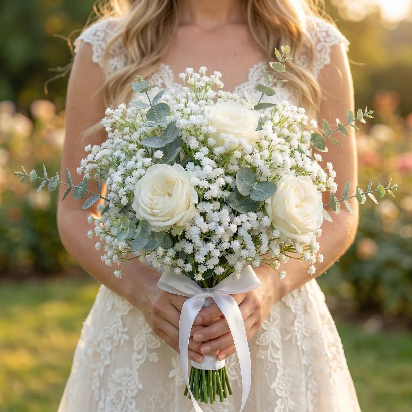132 Pcs Babys Breath Artificial Flowers with Eucalyptus Stems, Baby Breath Fl…
