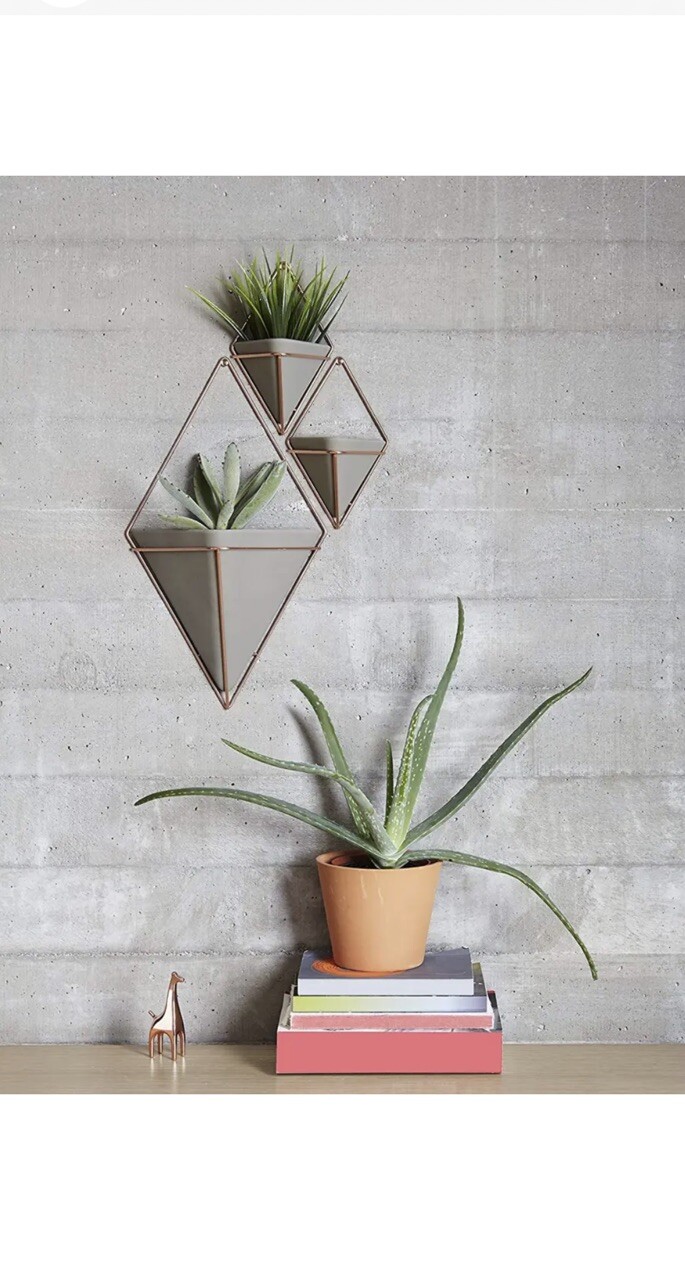 3X Trigg Hanging Planter Vase Umbra Geometric Large Concrete Resin Copper