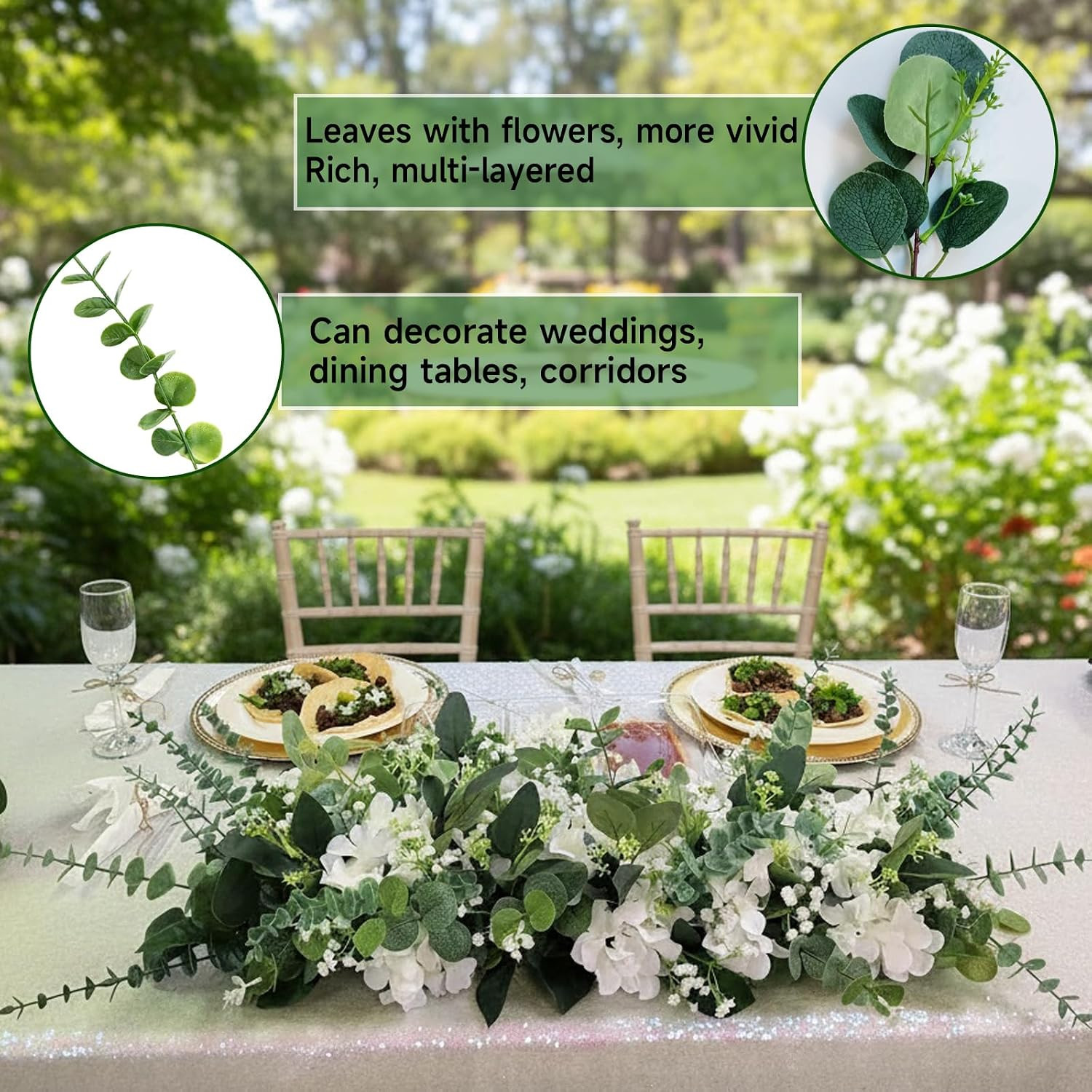150 Pcs Faux Eucalyptus Stems for Wedding Bouquets & Home Decor (Green)