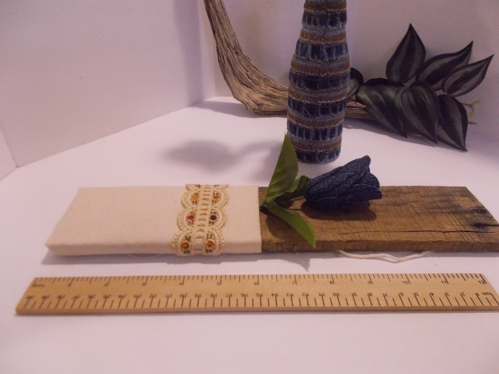 Denim Jeans Seams Bottle Vase Farmhouse Wall Pocket Denim Decor Boho Cottage