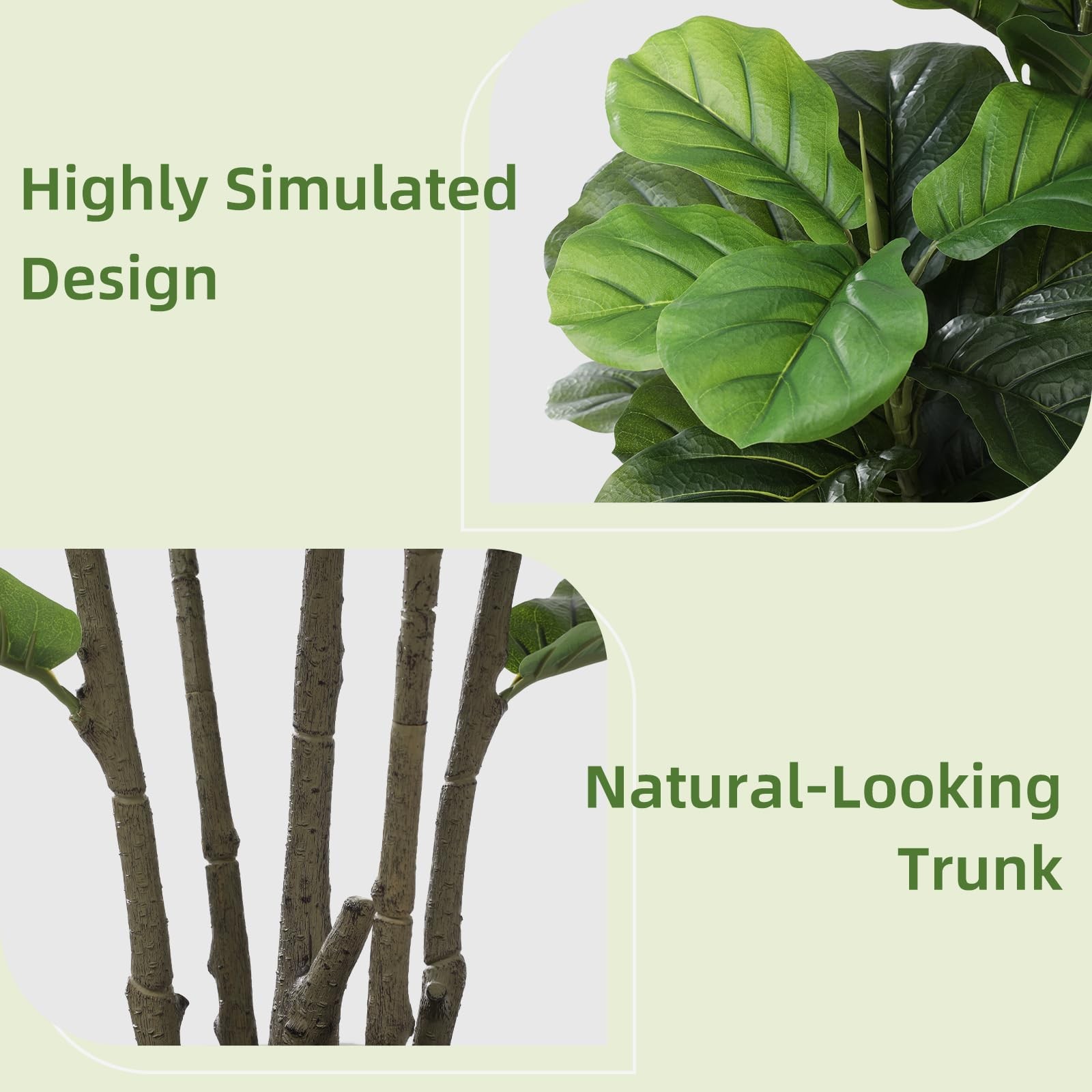 Artificial Fiddle Leaf Fig Tree 5FT – Faux Fig Tree with Black Diamond Plante…
