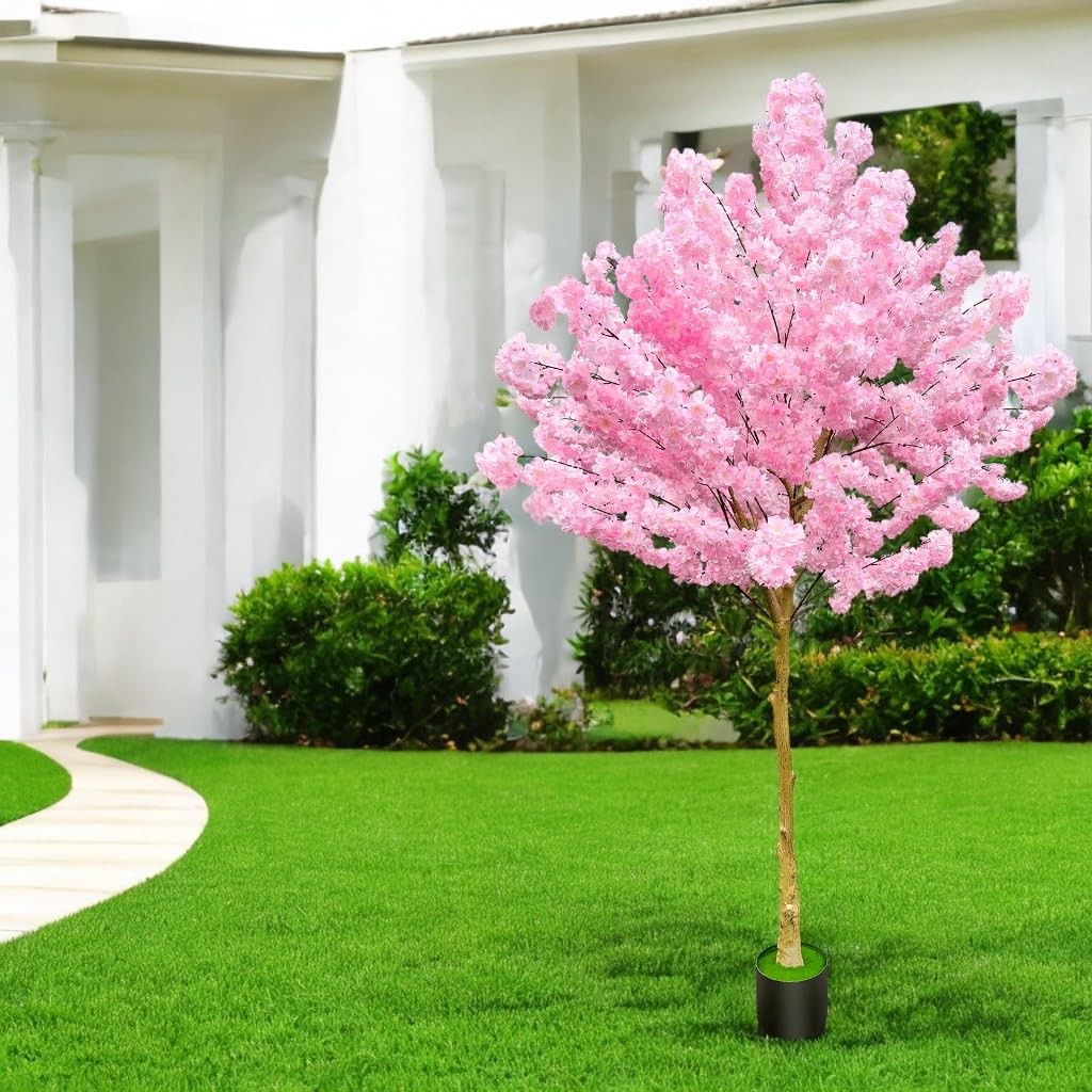 Artificial Cherry Blossom Tree 8.5ft, Faux Cherry Blossom Tree Fake Pink Arti…