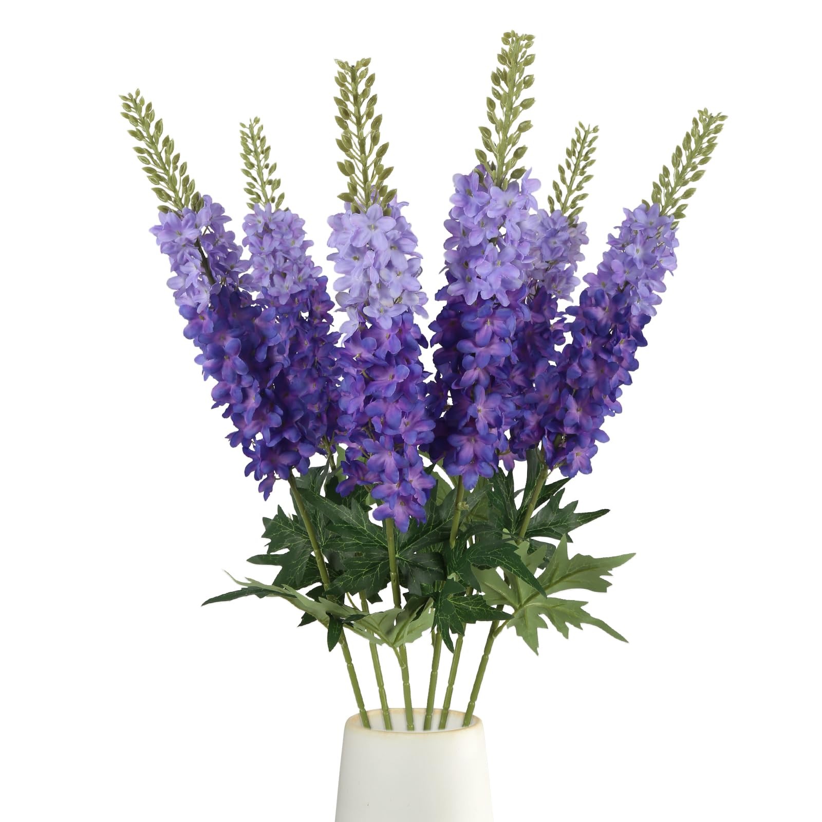 6PCS Delphinium Artificial Silk Flowers 29.5″ Purple Fake Flowers Long Stem F…