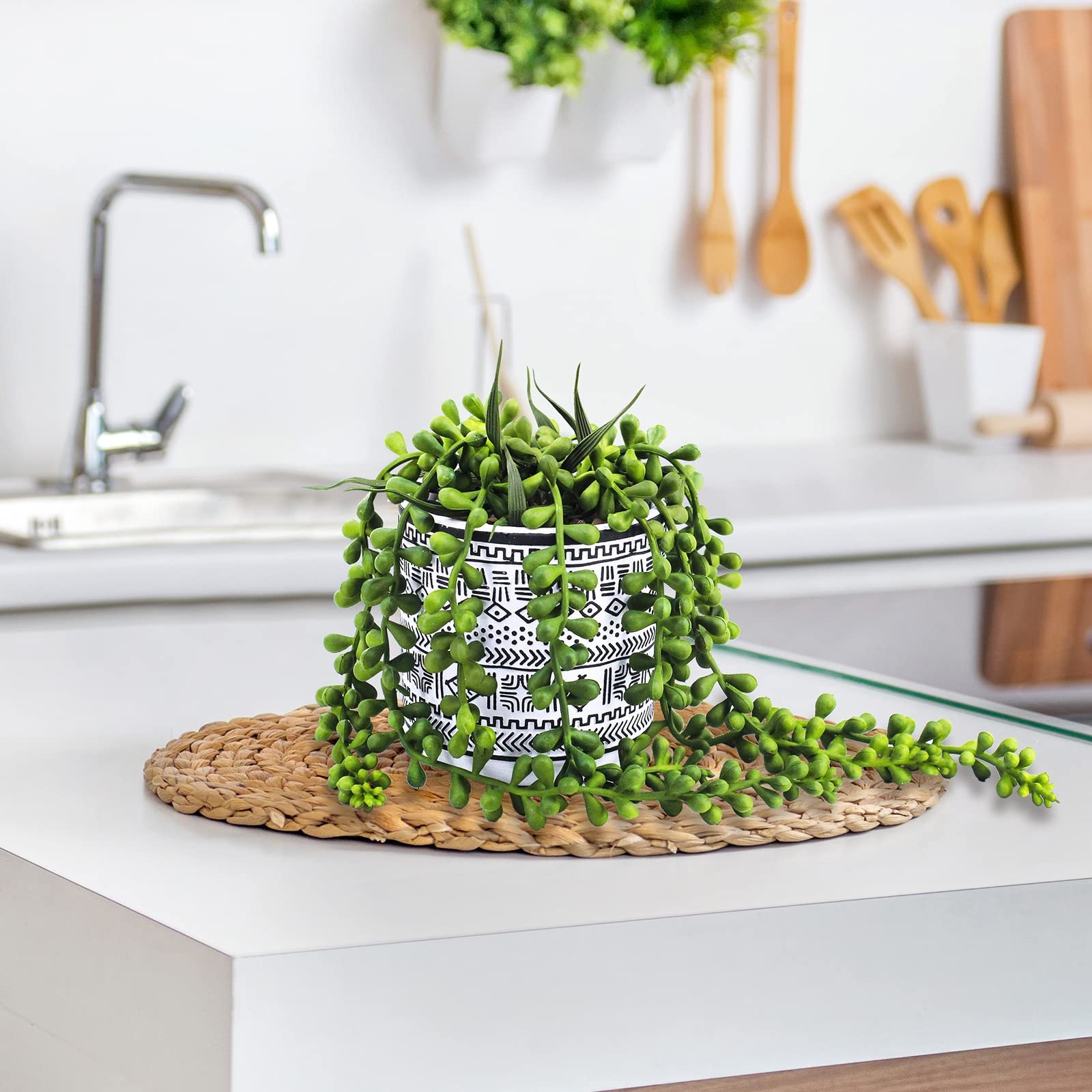 3 Pcs Small Potted Succulents Plants Artificial String of Pearls Aloe Hops Su…