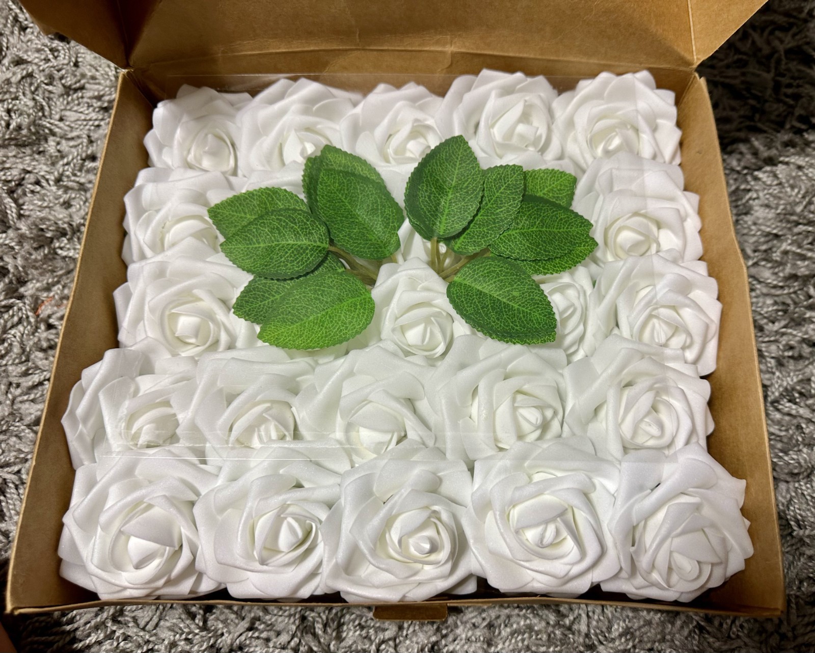25Pcs White Roses Artificial Bulk, Real Looking Foam Roses Weddings Valentines